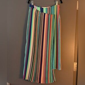 Diane Von Furstenberg Asymmetrical Striped Crepe De Chine Midi Skirt